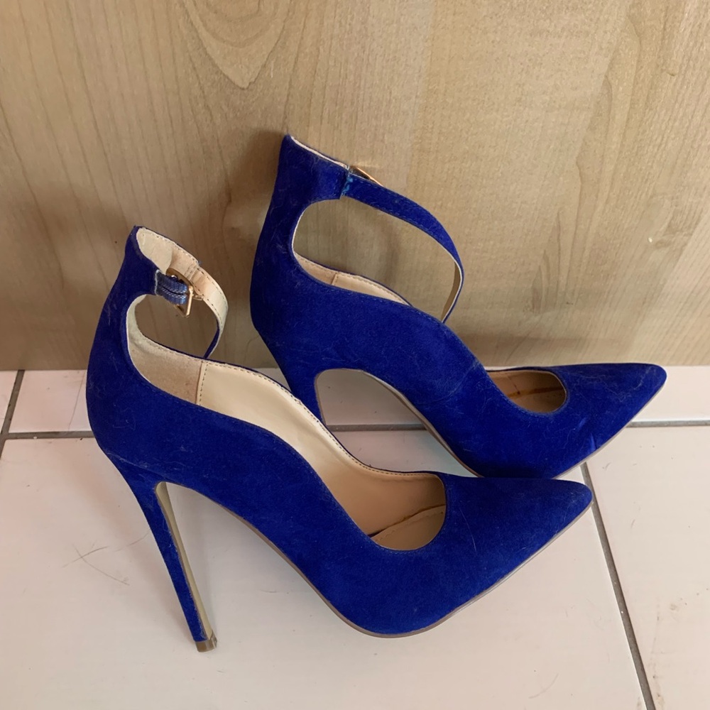 Elegant Blue Suede Women's Heels